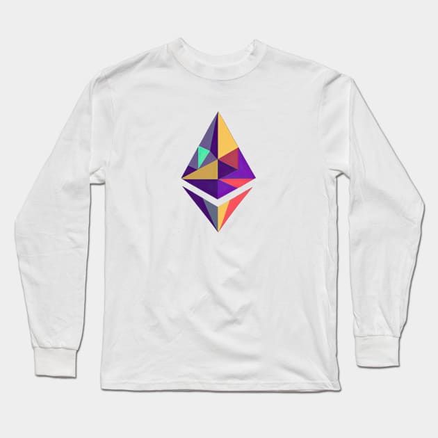 Ethereum logo artistic Long Sleeve T-Shirt by blockchainshirts